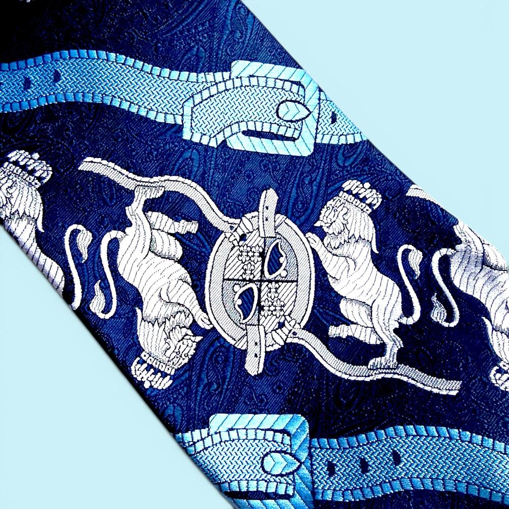 Vintage Don Loper California Heraldic Lion Paisley Wide 4.5" Necktie 70s Retro